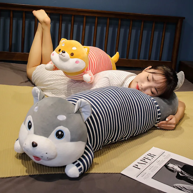 70-130cm Cartoon Long Dog Plush Toys Husky Pillows Bedroom Long Cushion for Girls Kids Xmas Birthday Gifts