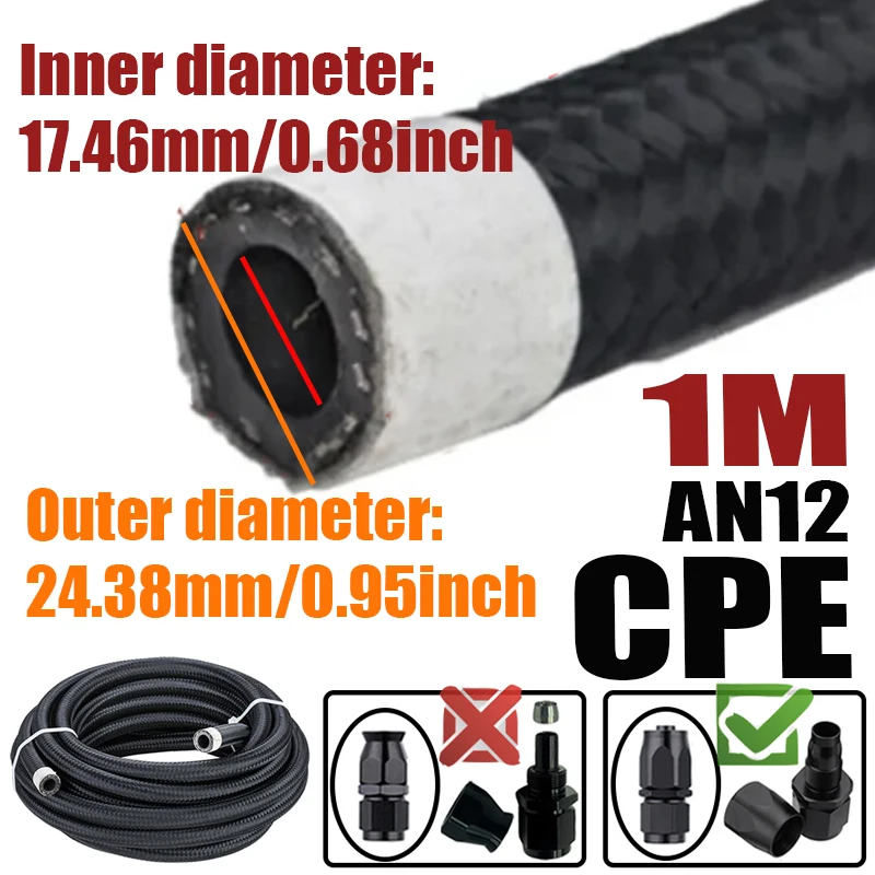 0.5M/1M/1.5M/2M 4an 6an 8an 10an 12an Brandstof Slang Olie Gas Koeler Lijn Buis Buis Nylon Roestvrij Staal Gevlochten Binnenkant Cpe Rubber