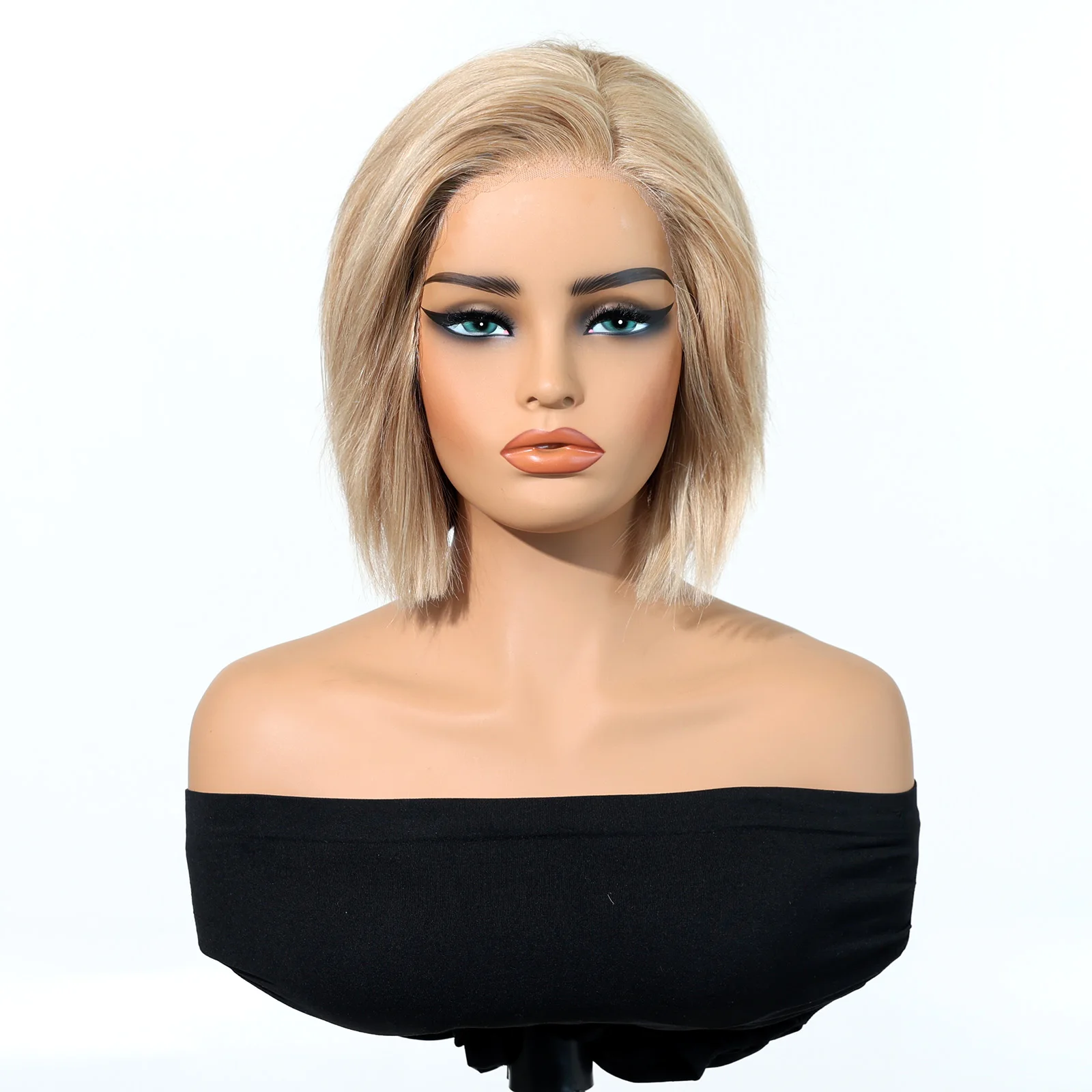 Golden Blonde 100% Remy Human Hair Lace Front Wig 9inch Short Bob Straight Hair Wigs HD Transparent Lace Frontal Hairs for Women