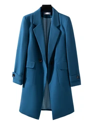 Capispalla donna autunno inverno Blazer formale Rosa Nero Blu navy Beige Cappotto lungo da donna da ufficio da lavoro femminile