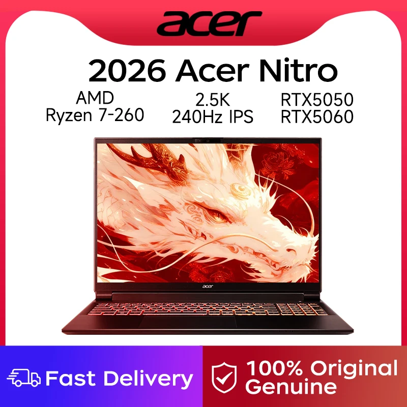 2026 Acer Nitro Dragon 7 16-inch AMD Ryzen 7 -260 RTX 5060 16GB/32GB 1TB/2TB 2.5K 240Hz Gaming Laptop