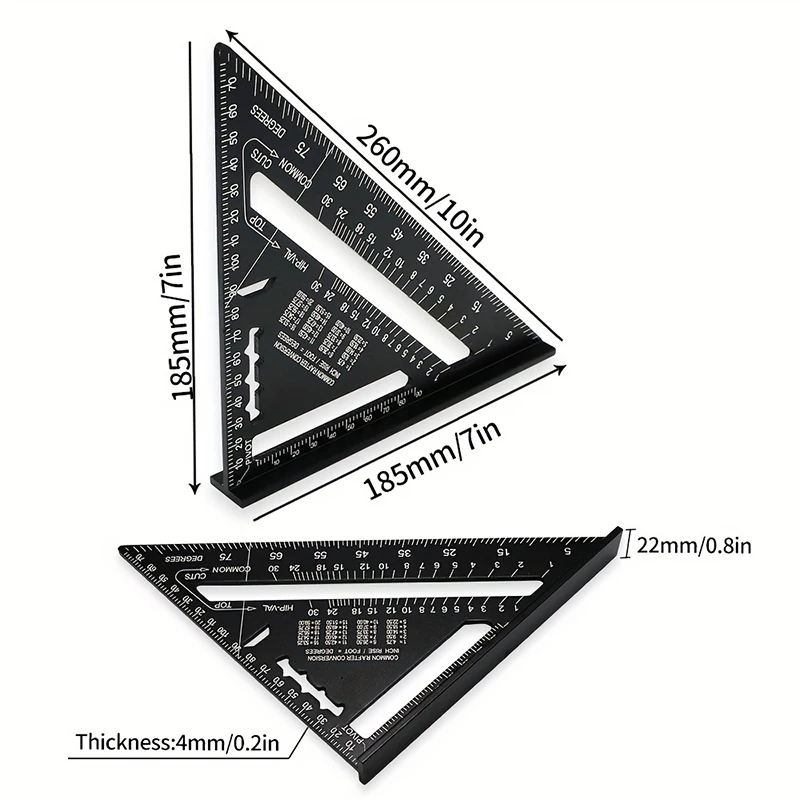 7 Inch Carpenter Square Try Square Triangle Ruler Metric Protractor 45 90 Degree Drawing Triangle Ruler Rafter Square Carpenter