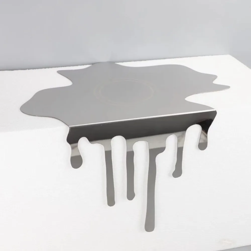 Stainless Steel Tabletop Coffee Coaster Mirror Finish Reflective Surface Water Droplet Decoration Minimalist Mug Pad Hotel