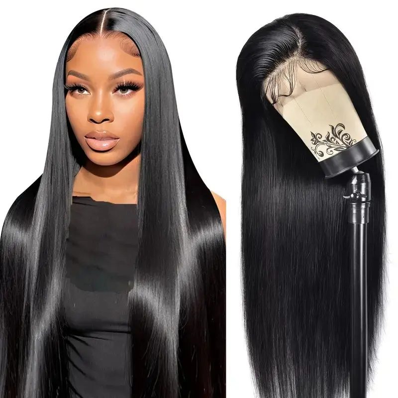 Rosabeauty 13x6 Straight 250 Density Nature Color Lace Front Wig Human Hair 30 40 Inch 13X4 Frontal 5X5 Glueless Wigs For Women