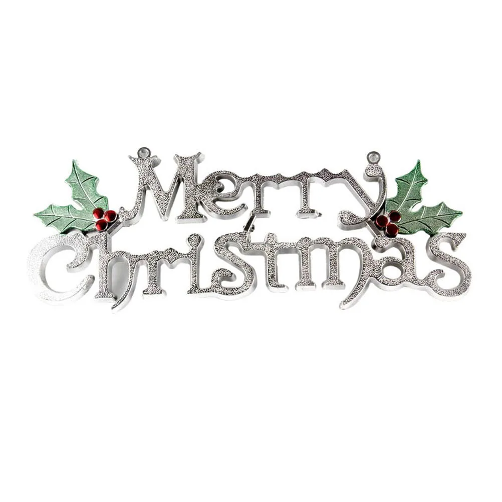 

40Cm Merry Christmas Door Hanger Silver Holiday Decoration Reusable Outdoor Signs Party Decor Merry Christmas Door Sign