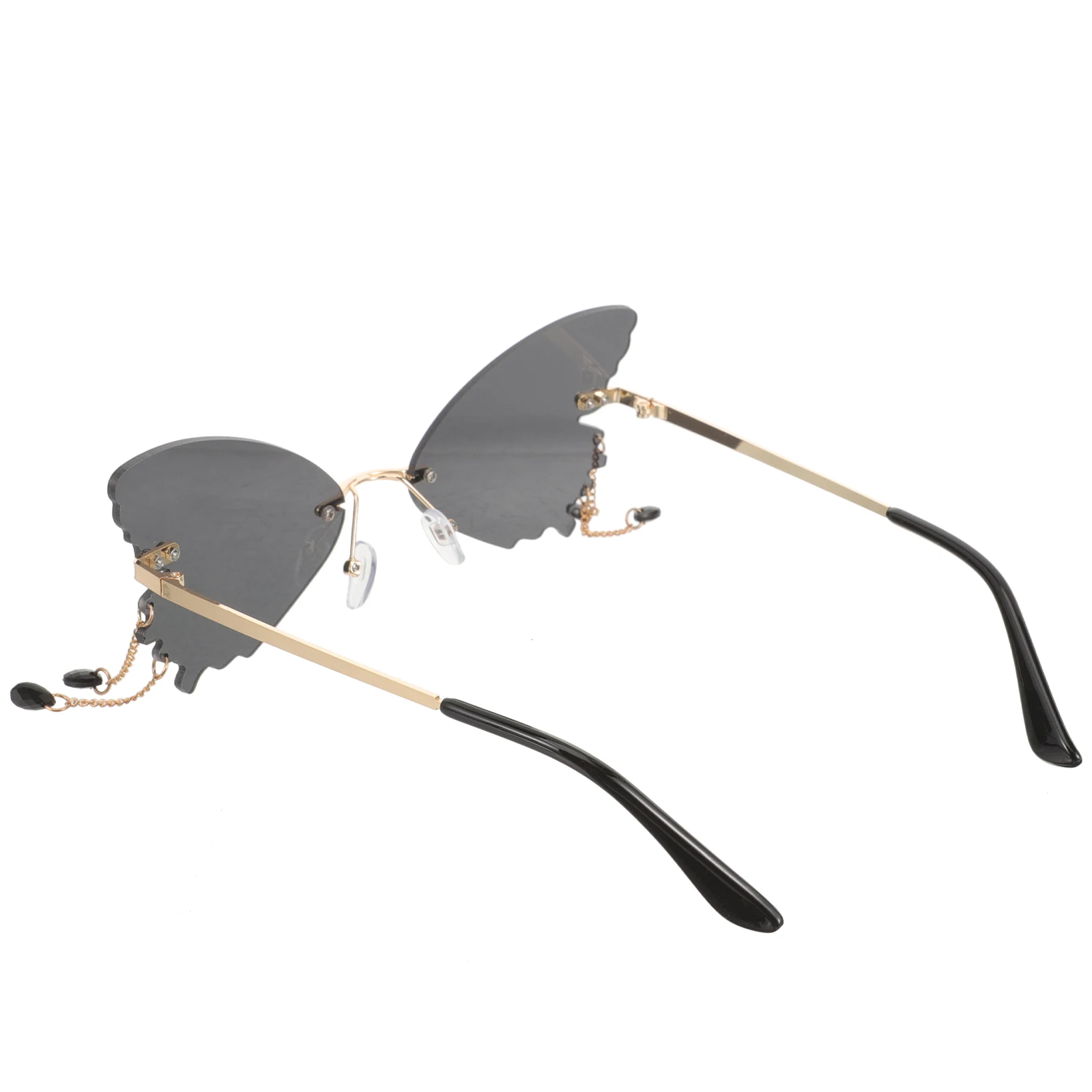 

Butterfly Sunglasses PC Material Rimless Blue Pink Lenses Fashionable Oversized Party Glasses For Women Trendy 90s