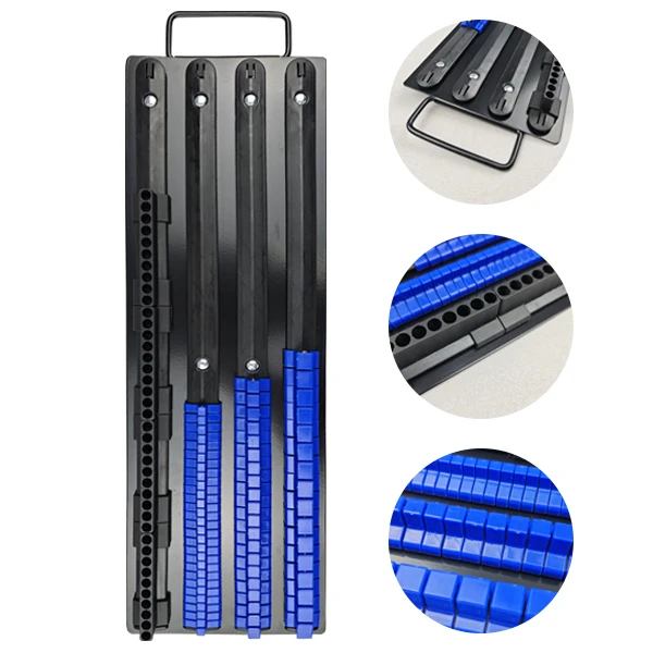 

Портативный органайзер для гаечных ключей, алюминиевый лоток-держатель с ручкой для головок 1/2, 3/8, 1/4 дюйма, для хранения в ящике для инструментов