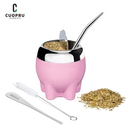 Gifts for Women 2024 Premium Yerba Mate Cup with Straw, Tea Shaper Set, Stainless Steel and PET Sparkling Colorful Star Design