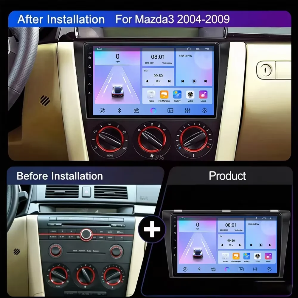 Cortex-A76 Octa-Core Android 16 Car Radio For Mazda 3 2004 - 2009 Stereo Head Unit Multimedia Player High-performance Car GPS BT