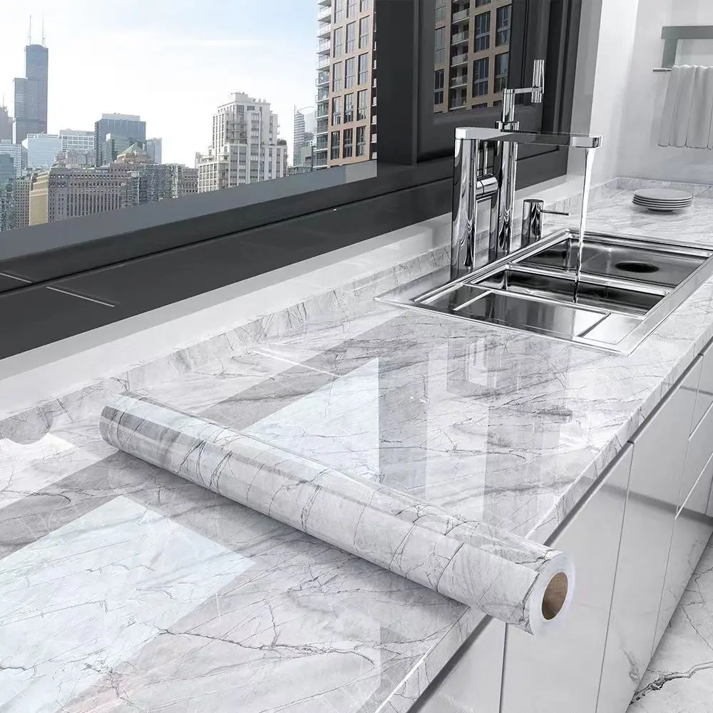 

Marble Decorative Waterproof Wallpaper Oil-Proof Anti-Scratch Cabinet Renovation Tile Stickers Cupboard Table Self-adhesive Film