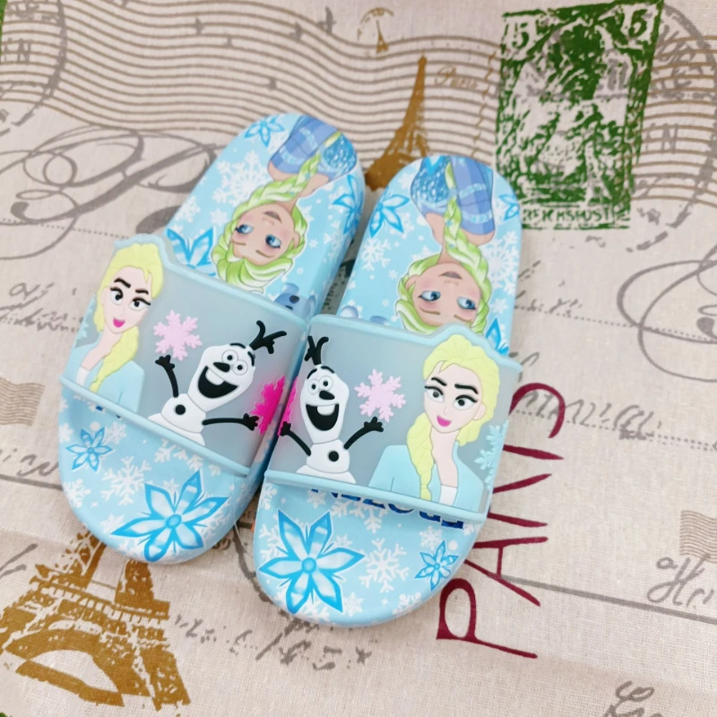 Disney Children\'s Slippers for Men and Women\'s Princess Elsa Olaf Indoor Bathroom Non slip Slippers for Summer Cute Cartoon Baby