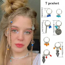 Anneau de Cheveux Tressé, Perle, Étoile Dorée, Paon, Pendentif, Mancommuniste, Tube, Breloque, Accessoires, Outils, 5 Pièces