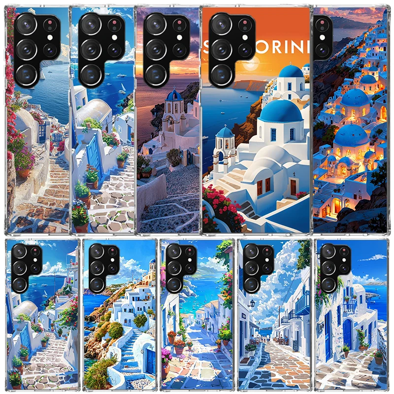 Greece In Summer Santorini Soft Cover for Samsung Galaxy S25 Edge S26 S24 S23 Ultra Phone Case S22 S21 Plus S20 FE Print Pattern