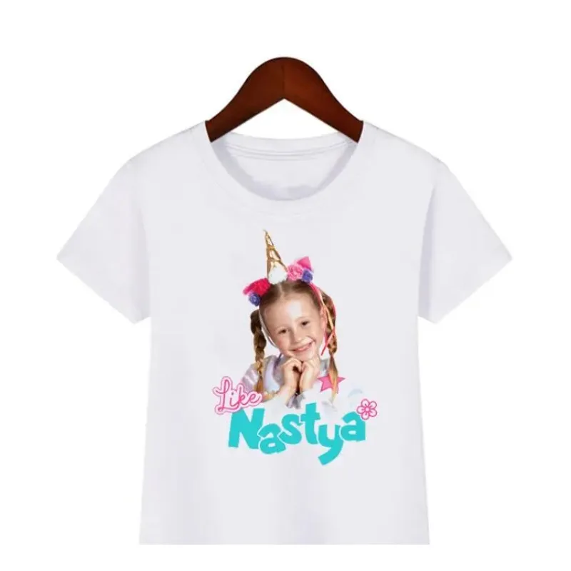 Camiseta con estampado de dibujos animados para niños, ropa de moda para niñas, Tops de camisa blanca y rosa