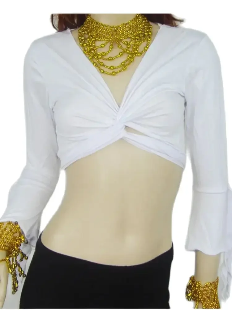 lady solid flare sleeve dancing top woman belly dancing top