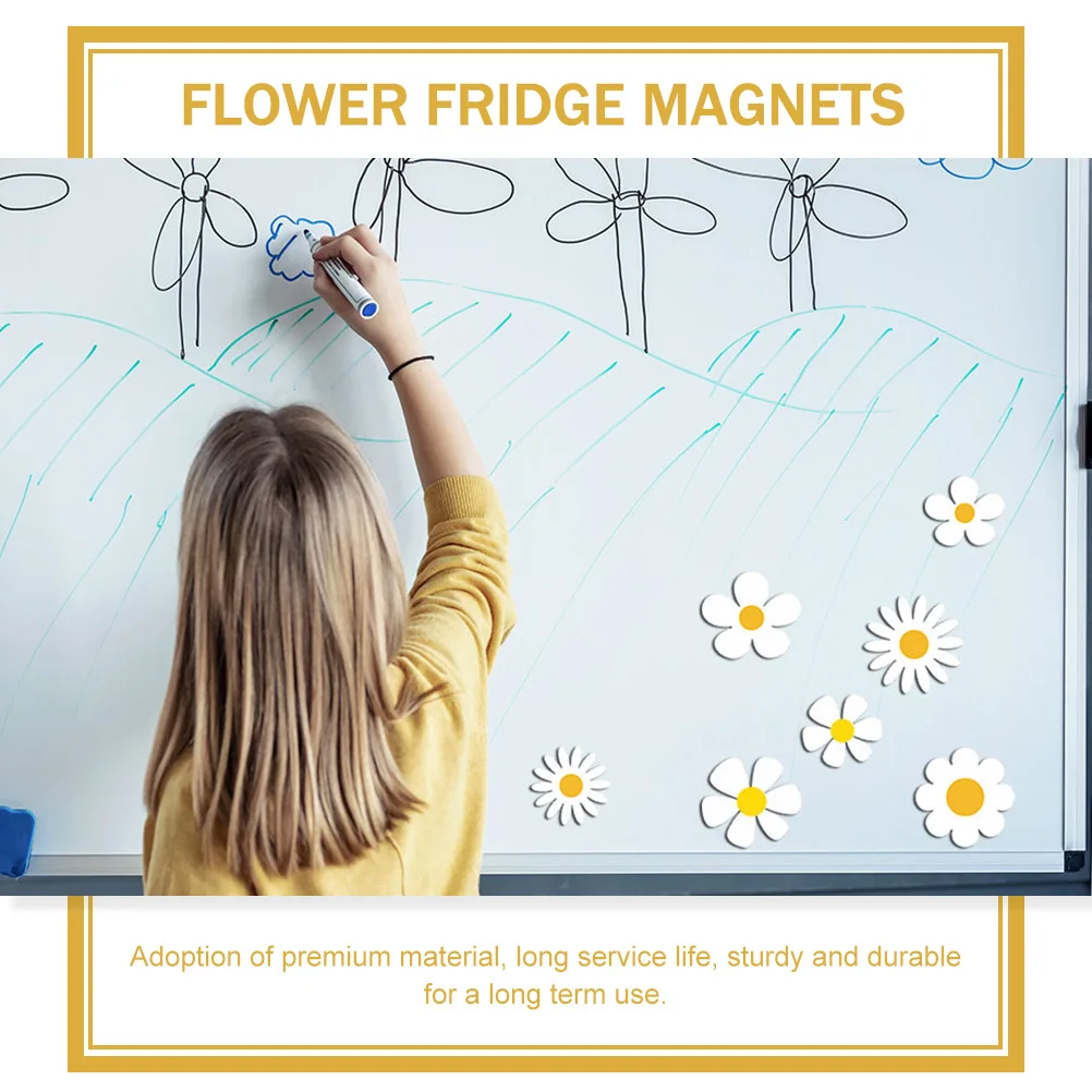 

24pcs Magnetic Fridge Magnets Flower Shaped Decorative Stickers For Refrigerator Home Kitchen Decor Ornament Marguerite Design