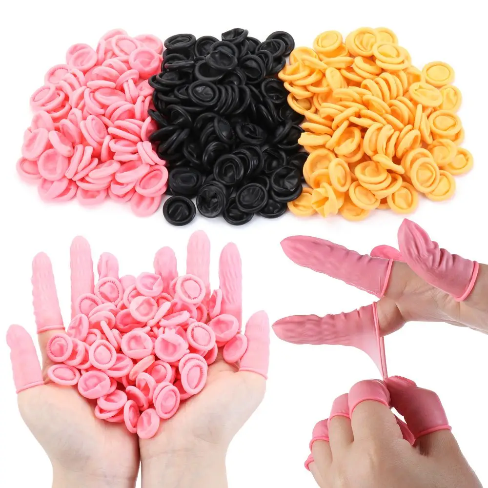 Rubber Latex Finger Cots Fingertips Protector Gloves Non-slip Rubber Gloves Anti-static Finger Cover Natural Household Gloves