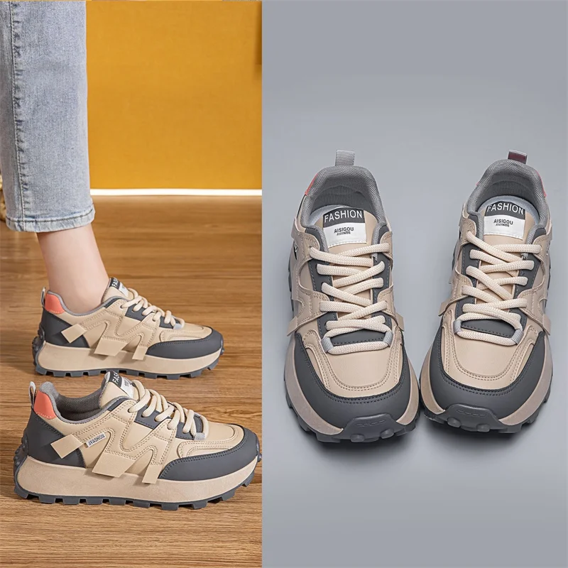 

New Fashion Casual Shoes For Women 2023 Spring And Autumn New Thick-soled Heightening Casual Breathable Sports Shoes