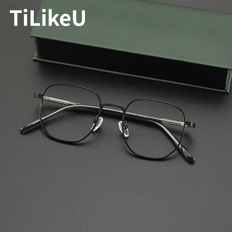 

Vintage Pure Titanium Eyeglass Frame for Men Women Retro Polygon Myopia Prescription Glasses Optical Full Spectacle Eyewear 2024