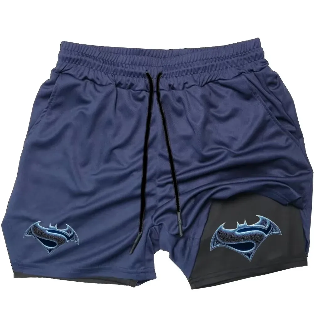 Samurai Print 2 in 1 Performance Shorts for Men Athletic Quick Dry Shorts with Phone Pocket Summer Gym Workout Running Shorts