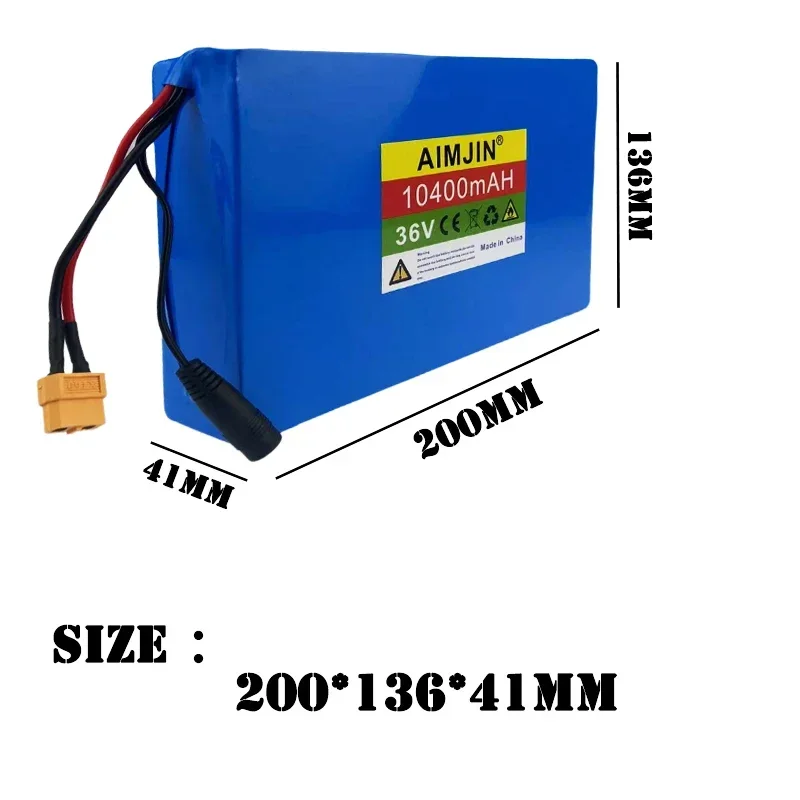 100% NEW 10400mAh 36V Battery 18650 10S4P battery pack 36V 10.4Ah Scooter Battery with BMS