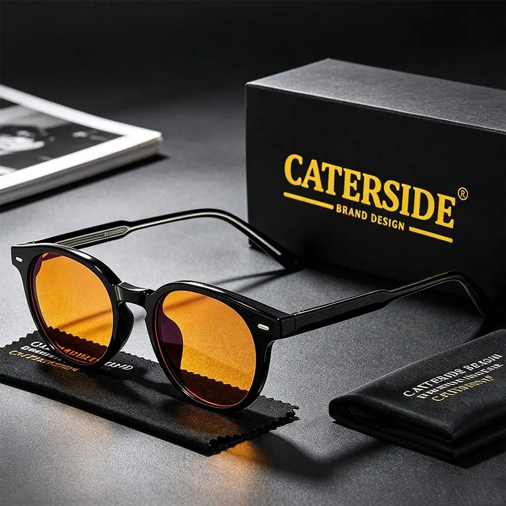 CATERSIDE Herren-Gaming-Brille, Tr-90, runder Rahmen, 99 % Anti-Blaulicht-Brille, Ar, antireflektierende Folie, Damen-Schutzbrille – Detail 2
