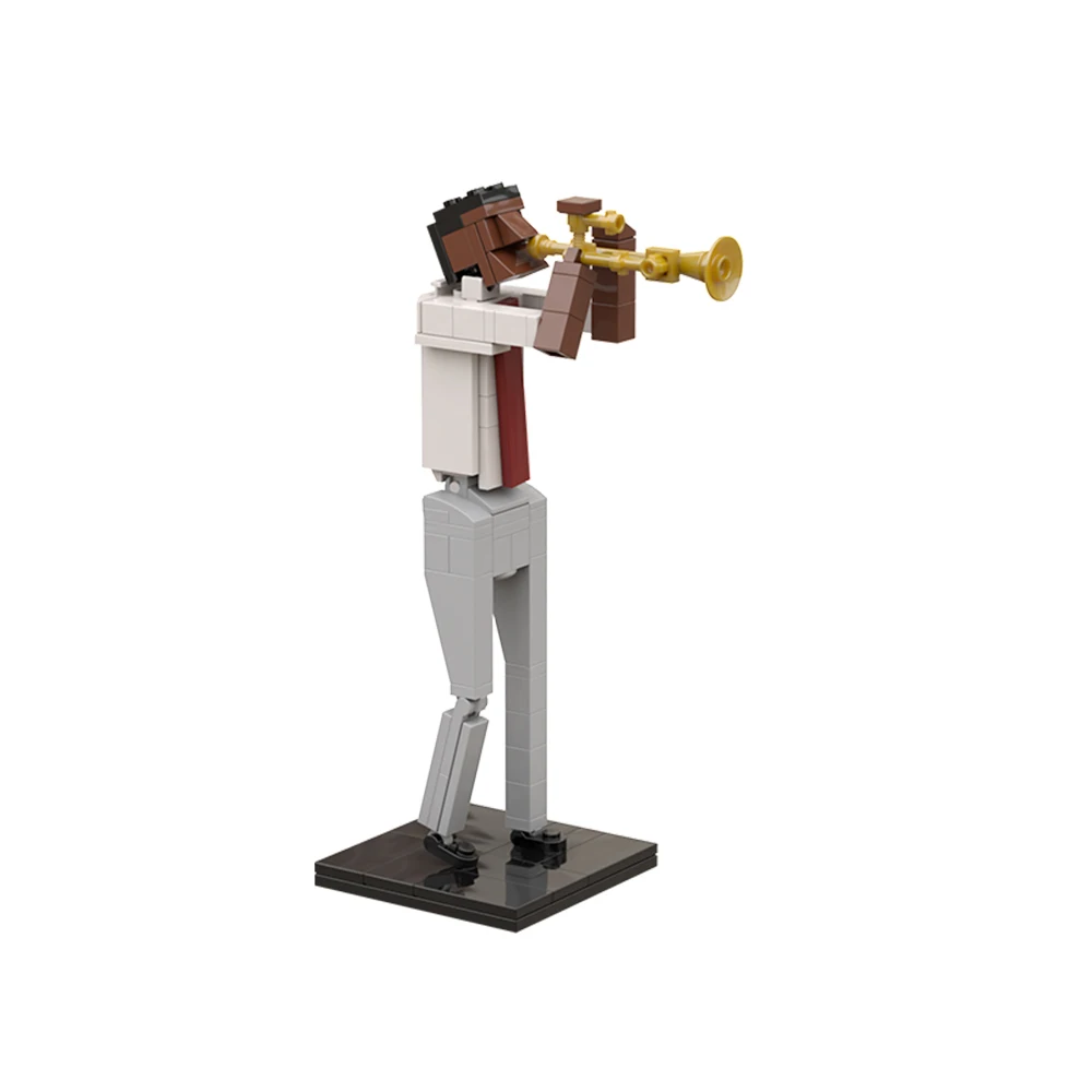 MOC Music Performance Saxophone Girl MOC 21334 Custom Built Guitar Violinist Special Display stand Building Blocks Guitar Toy