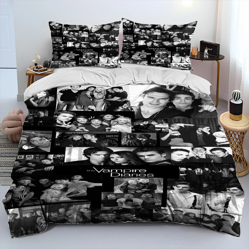 The Vampire Diaries Comforter Bedding Set,Duvet Cover Bed Set Quilt Cover Pillowcase,King Queen Size Bedding Set for Adult Child