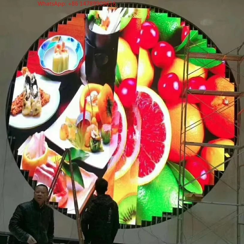 

LED Digital Signage Video WallCustom Size Round Cake LED Display Screen IP65 Indoor Outdoor Floor Stand 1 Year WarrantyIP65-rate