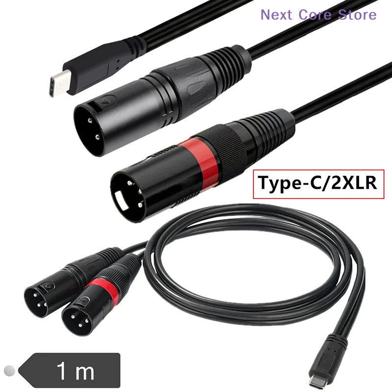 [NC]1m USB-C To Dual XLR Male Audio Cable Type-C To 2 XLR Adapter For Tablet Phone Laptop For  For  For [NC]