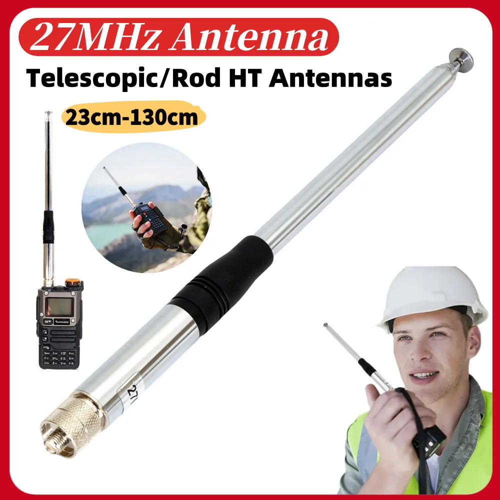 27MHz CB Radio Telescopic Antenna SMA Female 23cm-130cm Telescopic CB Antenna 2.15dB High Gain for CB Handheld/Portable Radio