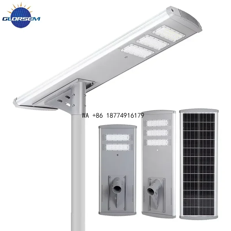 wmwmnu Integrated Solar LED Street Human Sensing IP66 Aluminum Construction Monocrystalline Silicon Panel Road Remote Control