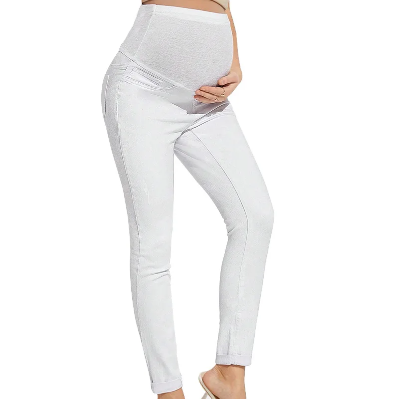 Maternity Jeans Maternity High Waist Belly Lift Elastic Waist Denim Jean Pencil Pants