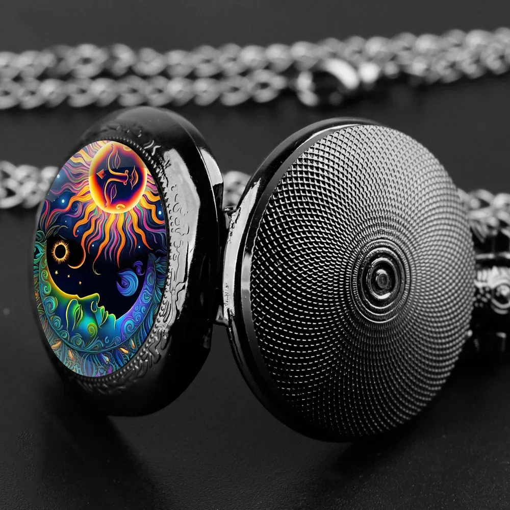 الشمس والقمر آلهة زجاج قبة ساعة جيب كوارتز خمر الإكسسوارات الرجال قلادة نسائية ساعة الهدايا التذكارية Reloj De Bolsillo