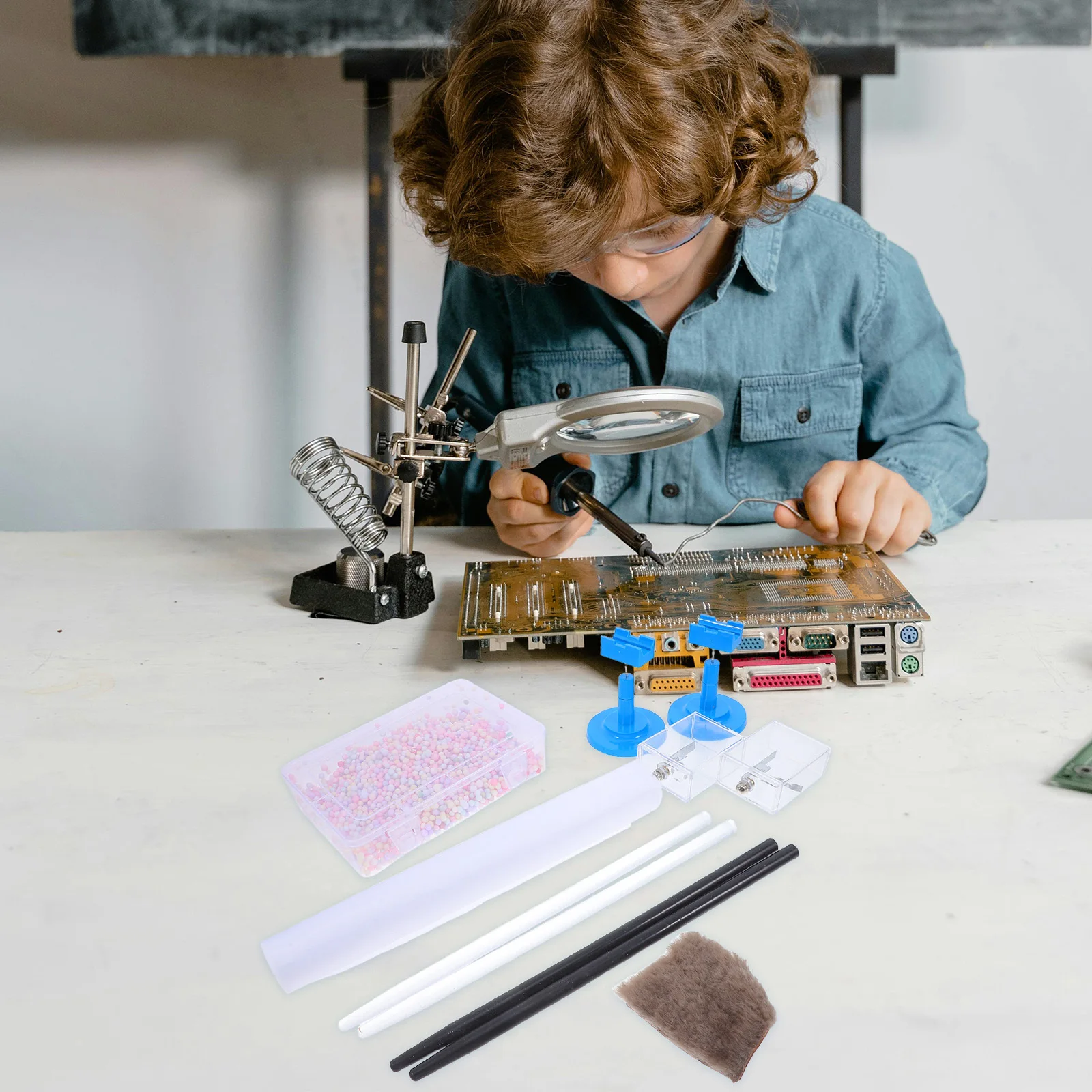 

Static Electricity Experiment Kit Glass Silk Rods Rotating Stand For Physics Teaching Aid Classroom Science Projects