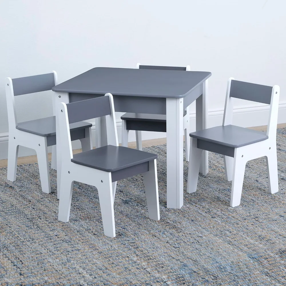 

Dinning Tables and Chairs for Children Grey/White GAP GapKids Table and 4 Chair Set - Greenguard Gold Certified Kids Toys Weigh