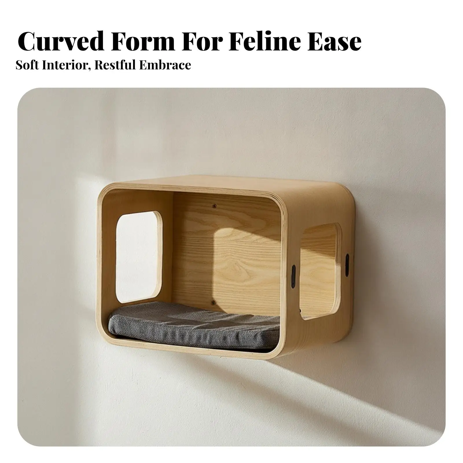 Cat Wall Shelf Climbing Frame with Cushion for Small Spaces Indoor Cat House for Resting and Observing