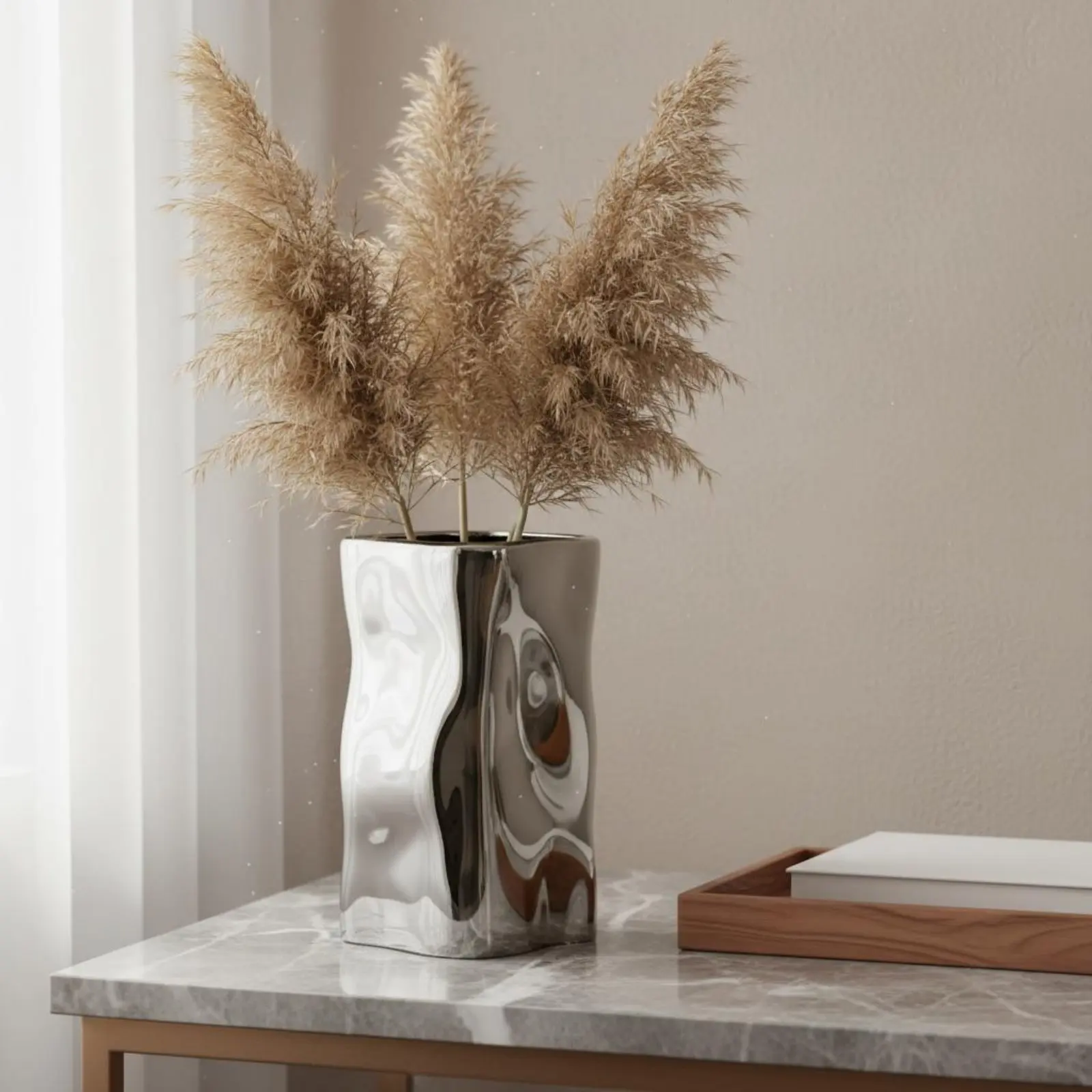 Nordic Flower Vase Luxury Look Modern Wavy Vase Home Decor Artistic Shape Long-Lasting for Tabletop