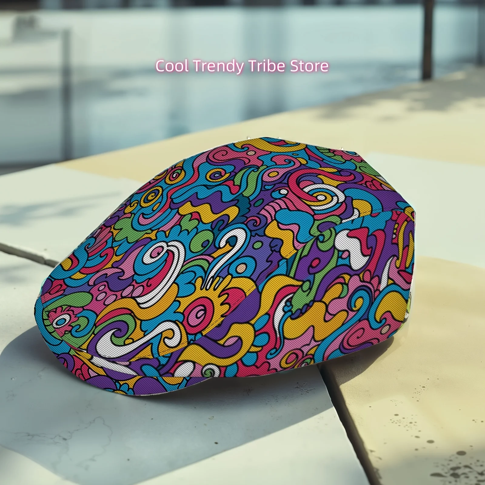 1pc Black And Swirl Beret, Intricate Line Art Print Hat Fashionable Summer Sun Hat, Lightweight And Breathable, Versatile for Va
