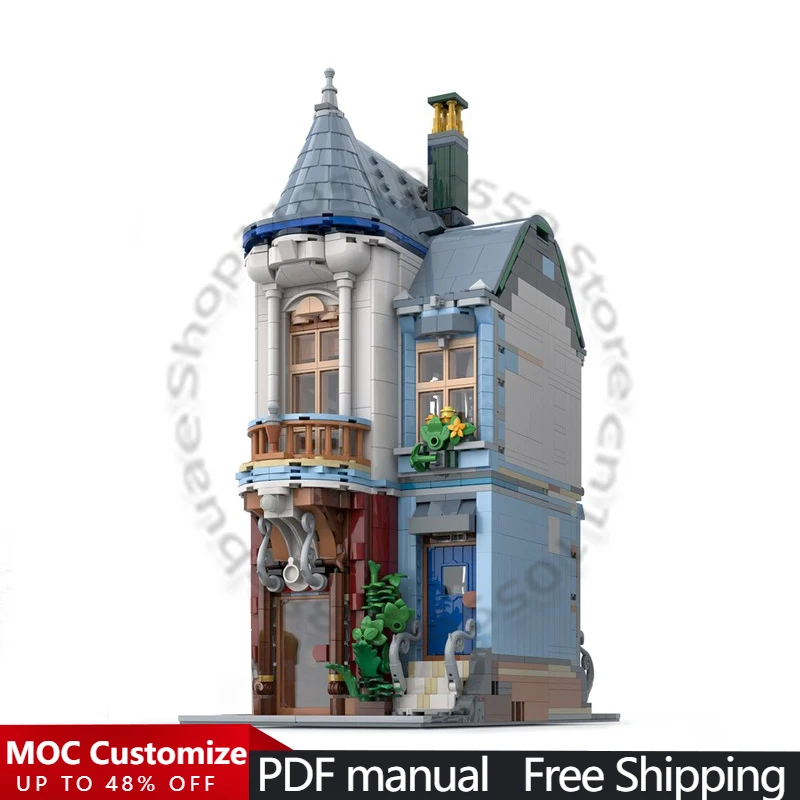 

2320 PCS House Street Floral Studio MOC Customize Modular Building Block Creative Design Simple Popular DIY Toy Birthday Gift