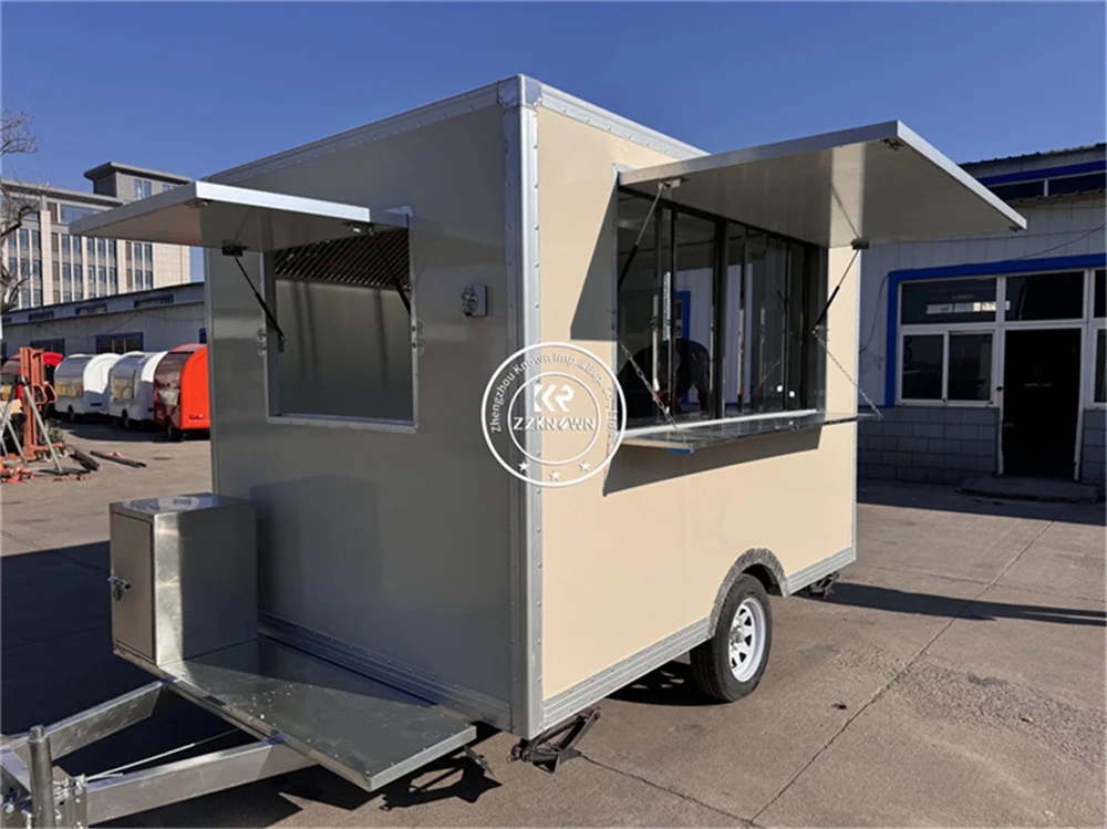 Carrello per hot dog all'aperto Rimorchio per alimenti mobile Snack di strada Chiosco per caffè Carrello per alimenti commerciale Cucina mobile Completamente attrezzata