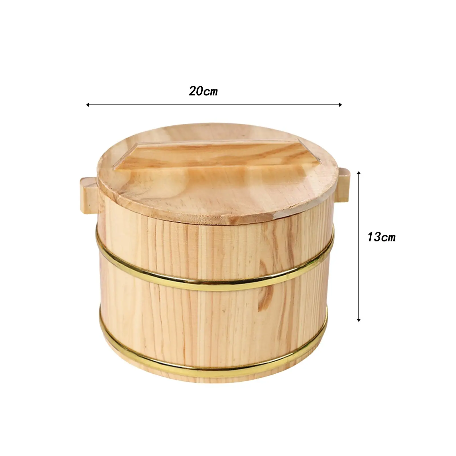 Wooden Steamed Rice Barrel Sushi Rice Bowl Multifunction Round Rice Container Wood Rice Bucket Large Capacity Food Sushi Barrel