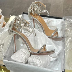 European and American Tassel Rhinestone High Heels 24 Summer Slim Heels Sexy Open Toed Women's Sandals