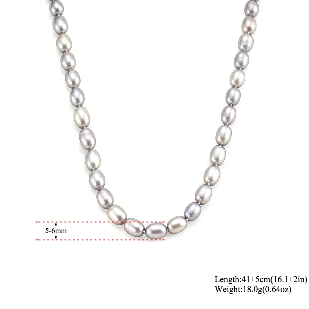 Lokaer Elegant Black Natural Freshwater Cultured Pearl Rice-Shaped Beads Choker Necklace for Women Birthday Jewerly N26106