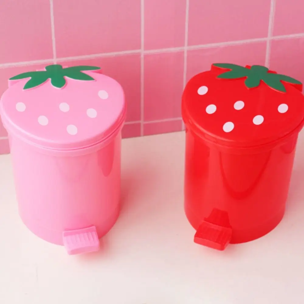 Plastic Red Portable Home Supplies Washable Strawberry Sealing Pop-Up No Odor Trash Can Trash Basket Wastebasket Dustbin