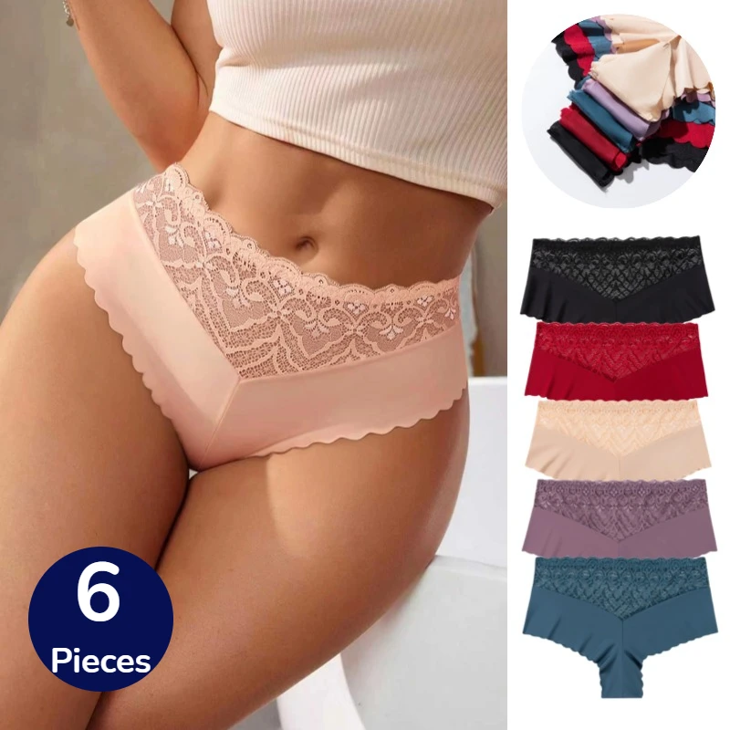 WarmSteps 6 Stück/Set Damenhöschen, süße Spitzen-Slips, atmungsaktive Unterwäsche, sexy Dessous, weiche, bequeme Damenunterhosen