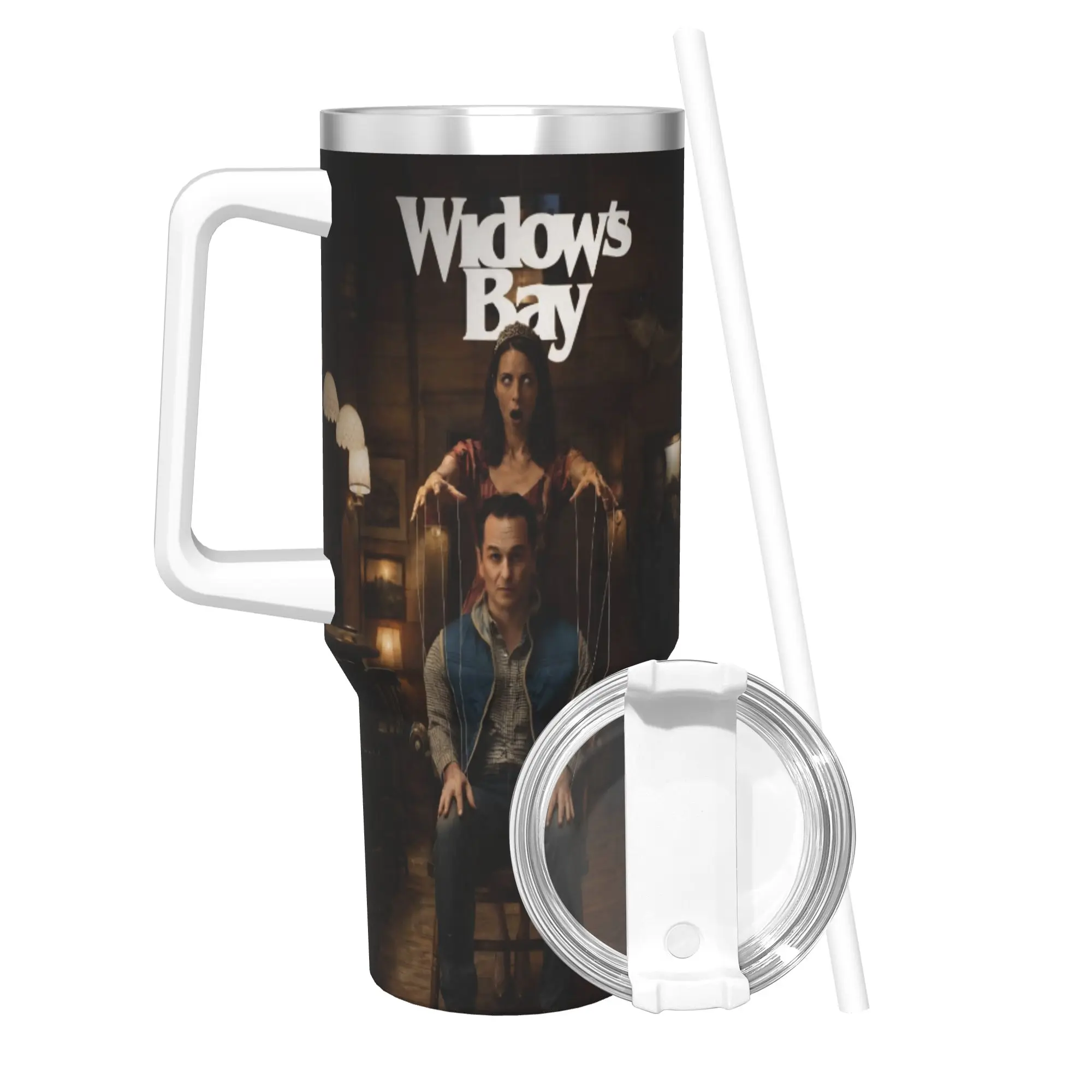 Widow's Bay Horror Movie 2026 Tumbler With Straw  Stainless Steel Travel Mugs Double Wall Vacuum Insulated for Cold Or Hot 40oz