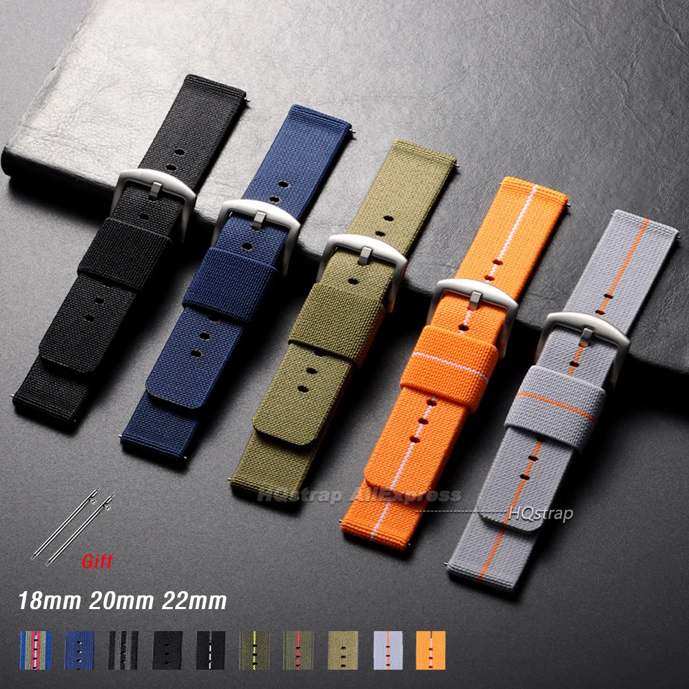 Bracelet de montre en Nylon 18mm 20mm 22mm 24mm, à dégagement rapide, pour Seiko, bracelet de Sport militaire pour hommes, tissu élastique tissé