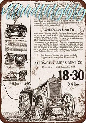 1921 Allis-Chalmers Farm Tractors Vintage Look Reproduction Metal Tin Sign 8X12 Inches sign