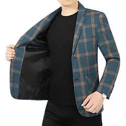 New Autumn Men Plaid Blazers Jackets New Male Korean Design Suits Coats Male Business Casual Slim Blazers Coats Men's Clothing